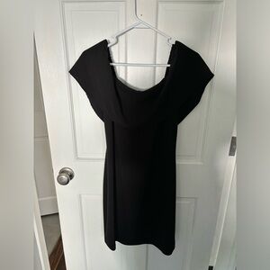 Charles Henry black swoop neck dress